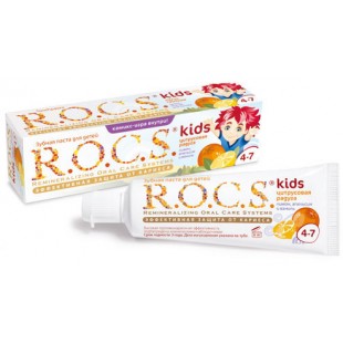 Зубная паста R.O.C.S. Kids Лимон Апельсин и Ваниль (Цитрусовая Радуга 4-7 лет) 35 мл.